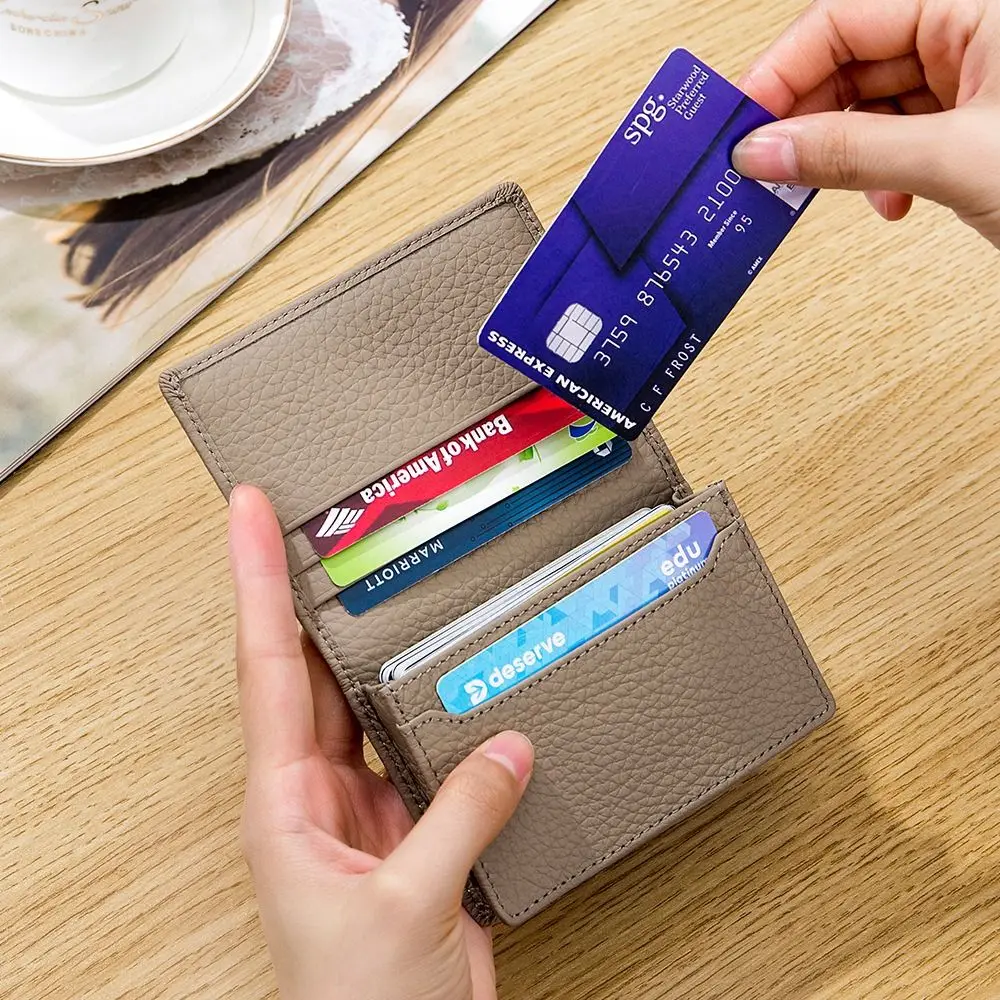 New Multifunctional Card Sleeve Casual Cowhide Business Card Bag Business Coin Purse Men's