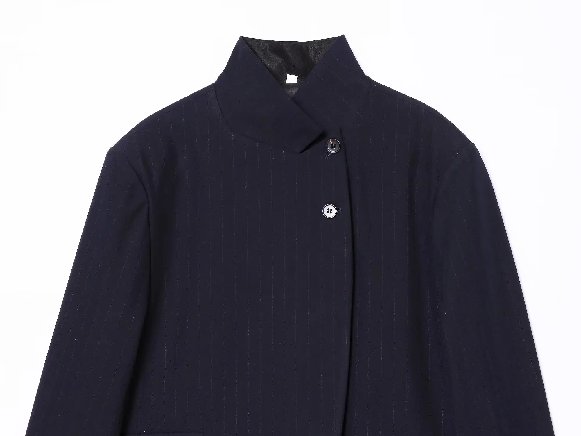 KONDALA Women Commute Pinstripe Blazer High-Neck Button Stripe Hacking Blazer 2026 Spring Summer Trends High Street Lady Blazer