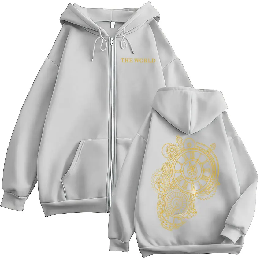 Anime Jojo Bizarre Adventure Dio Brando The World Zipper Hoodies Men Zip Up Hooded Sweatshirts Fashion Jackets Coats Streetwear
