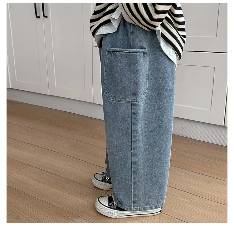 Spring Autumn Boys Denim Trousers Children's Casual Soft Kids Pants Fashion Handsome Side Pocket Loose Child Boy Jeans 1-6Years