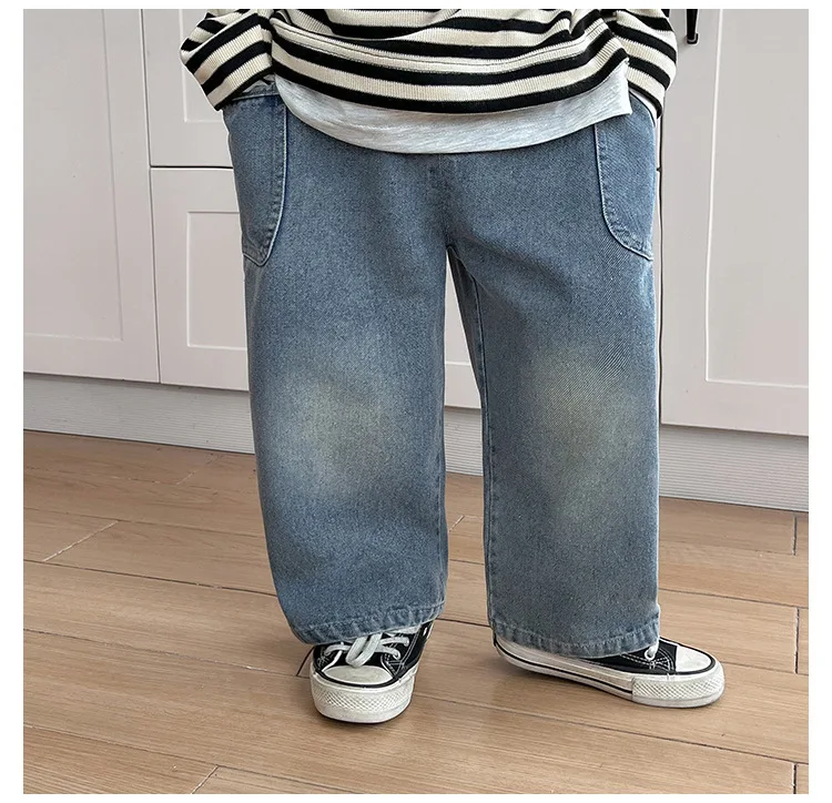 Spring Autumn Boys Denim Trousers Children's Casual Soft Kids Pants Fashion Handsome Side Pocket Loose Child Boy Jeans 1-6Years