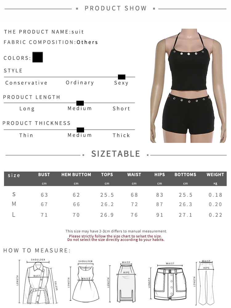 Kliou Button Patchwork 2 Piece Set Woman Halter Backless Navel Exposed Camisole Tops+Skinny Peach Hip Shorts Sexy Fashion Suits