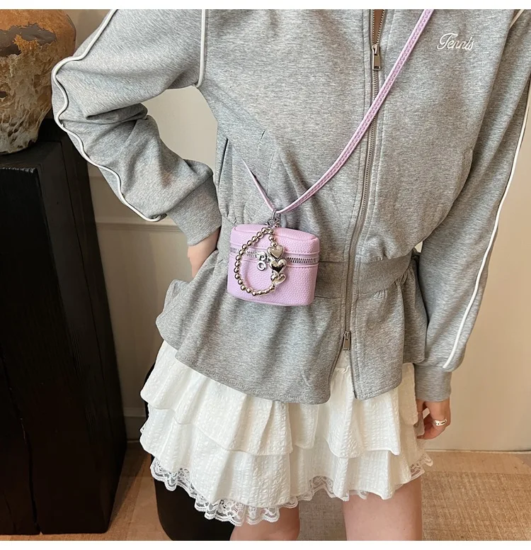 2026 NEW Ins Fashion Luxury Cute Love Fashion Joker Candy-colored Shoulder Portable Red Headphone Case Wrist Strap Mini Bag