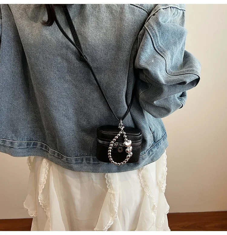 2026 NEW Ins Fashion Luxury Cute Love Fashion Joker Candy-colored Shoulder Portable Red Headphone Case Wrist Strap Mini Bag