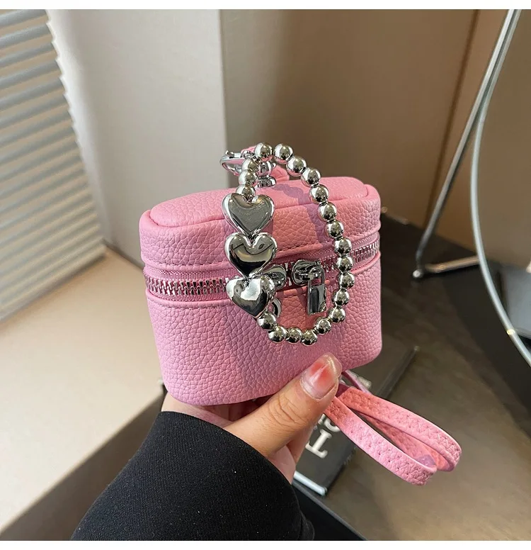 2026 NEW Ins Fashion Luxury Cute Love Fashion Joker Candy-colored Shoulder Portable Red Headphone Case Wrist Strap Mini Bag