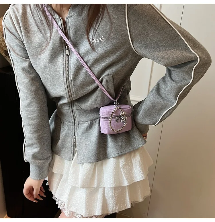 2026 NEW Ins Fashion Luxury Cute Love Fashion Joker Candy-colored Shoulder Portable Red Headphone Case Wrist Strap Mini Bag
