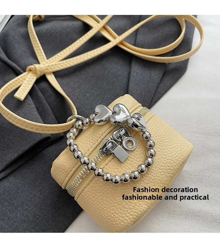 2026 NEW Ins Fashion Luxury Cute Love Fashion Joker Candy-colored Shoulder Portable Red Headphone Case Wrist Strap Mini Bag
