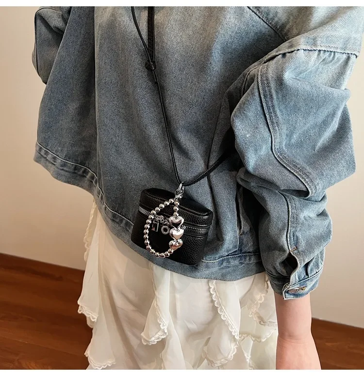 2026 NEW Ins Fashion Luxury Cute Love Fashion Joker Candy-colored Shoulder Portable Red Headphone Case Wrist Strap Mini Bag