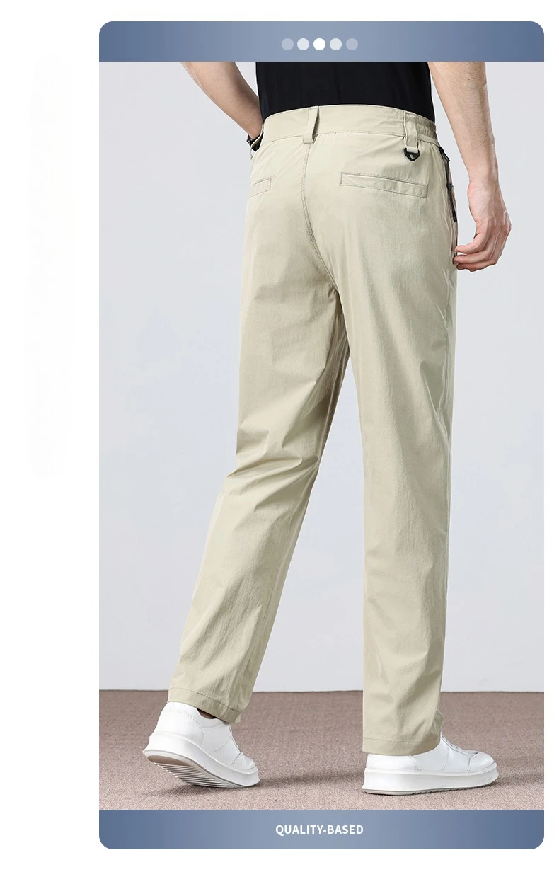 Thin Fashionable Straight Men's Casual Pants Loose Casual Business Stretch Pants Comfortable Breathable Male Brand Pants