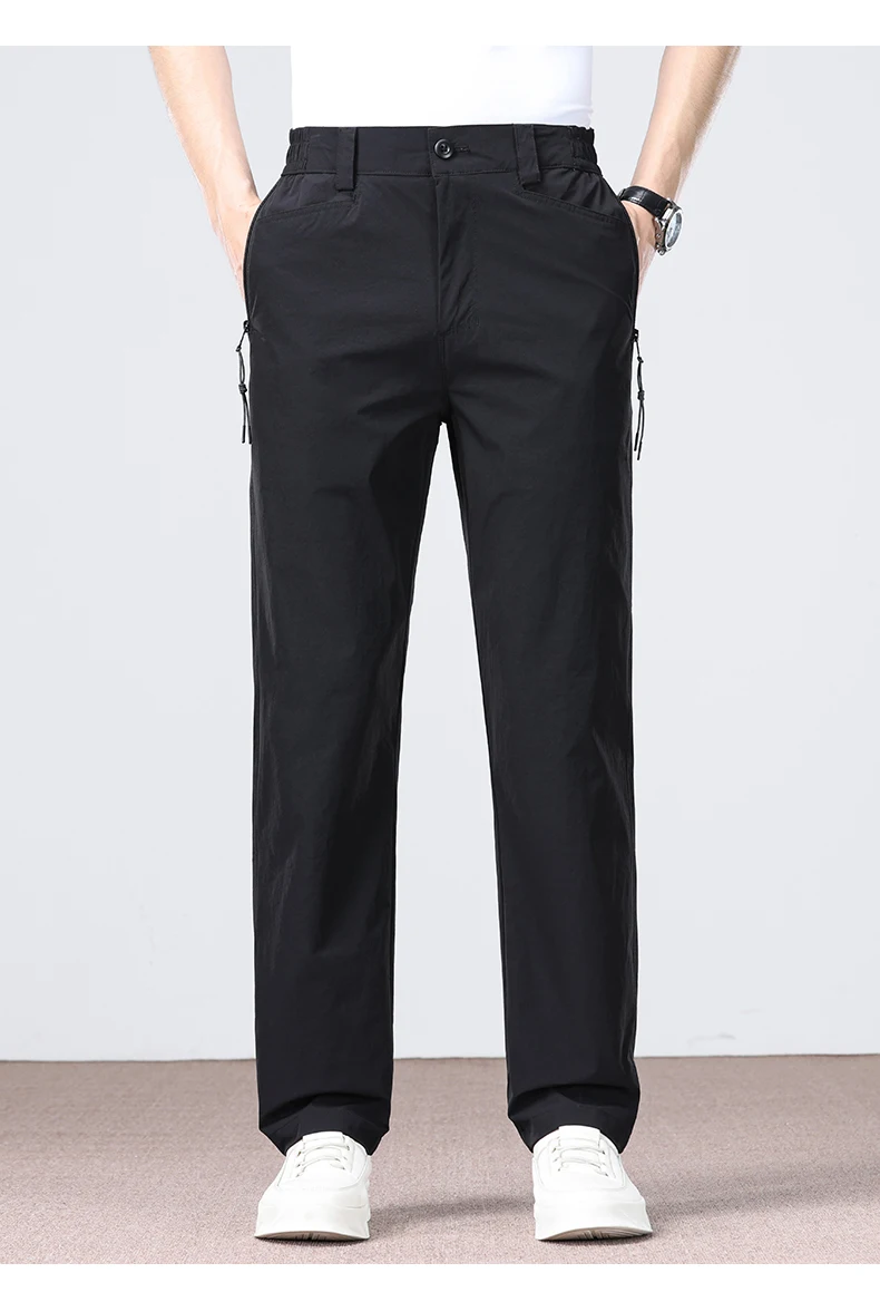 Thin Fashionable Straight Men's Casual Pants Loose Casual Business Stretch Pants Comfortable Breathable Male Brand Pants