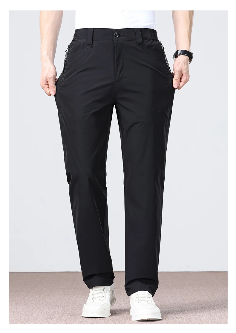 Thin Fashionable Straight Men's Casual Pants Loose Casual Business Stretch Pants Comfortable Breathable Male Brand Pants