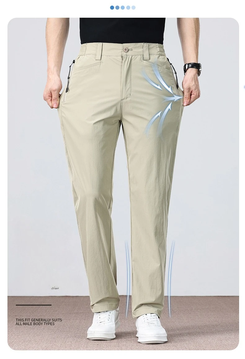 Thin Fashionable Straight Men's Casual Pants Loose Casual Business Stretch Pants Comfortable Breathable Male Brand Pants