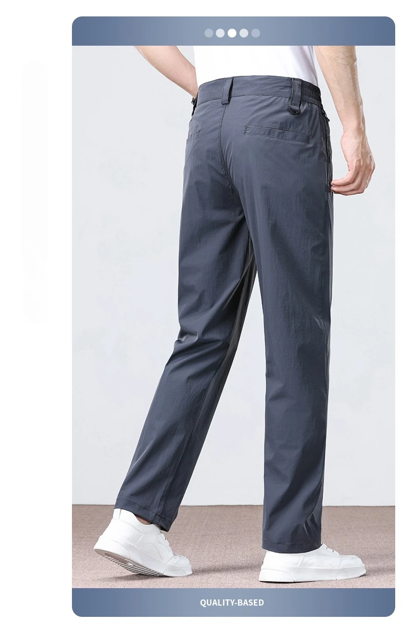 Thin Fashionable Straight Men's Casual Pants Loose Casual Business Stretch Pants Comfortable Breathable Male Brand Pants