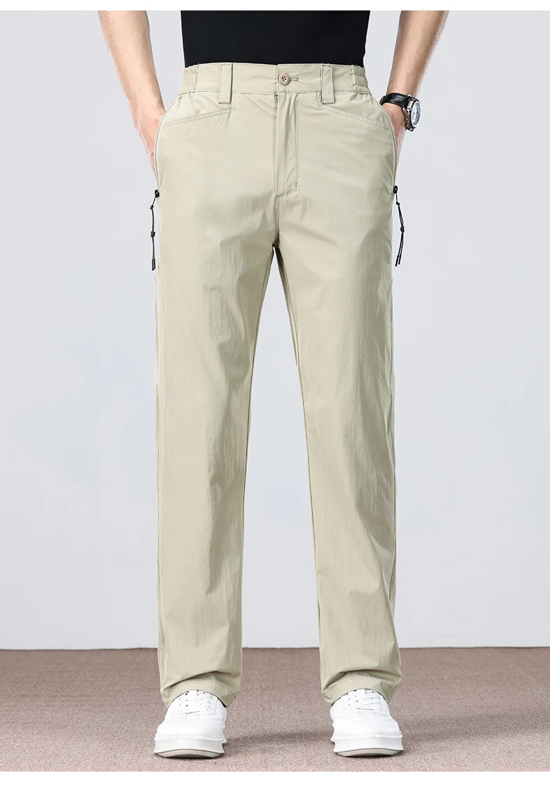Thin Fashionable Straight Men's Casual Pants Loose Casual Business Stretch Pants Comfortable Breathable Male Brand Pants