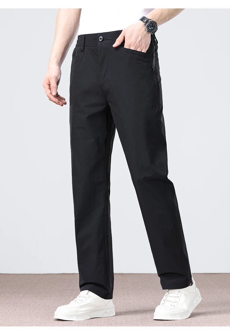 Thin Fashionable Straight Men's Casual Pants Loose Casual Business Stretch Pants Comfortable Breathable Male Brand Pants