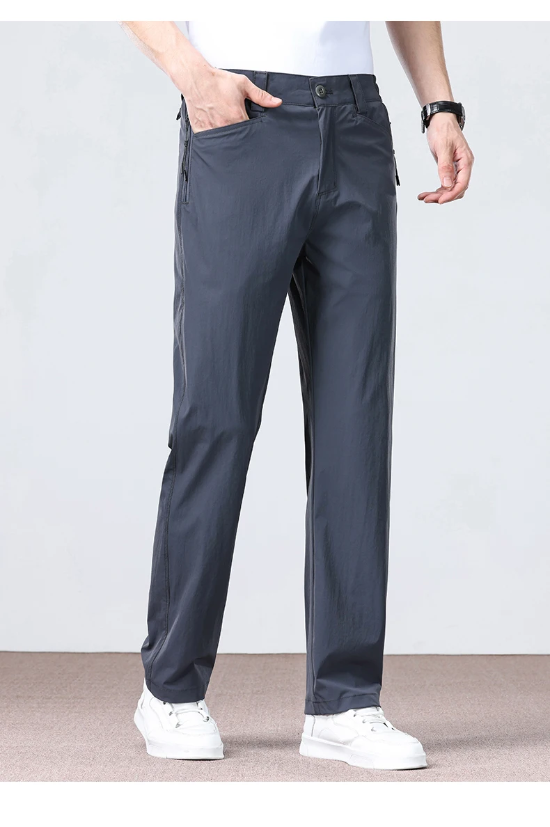 Thin Fashionable Straight Men's Casual Pants Loose Casual Business Stretch Pants Comfortable Breathable Male Brand Pants