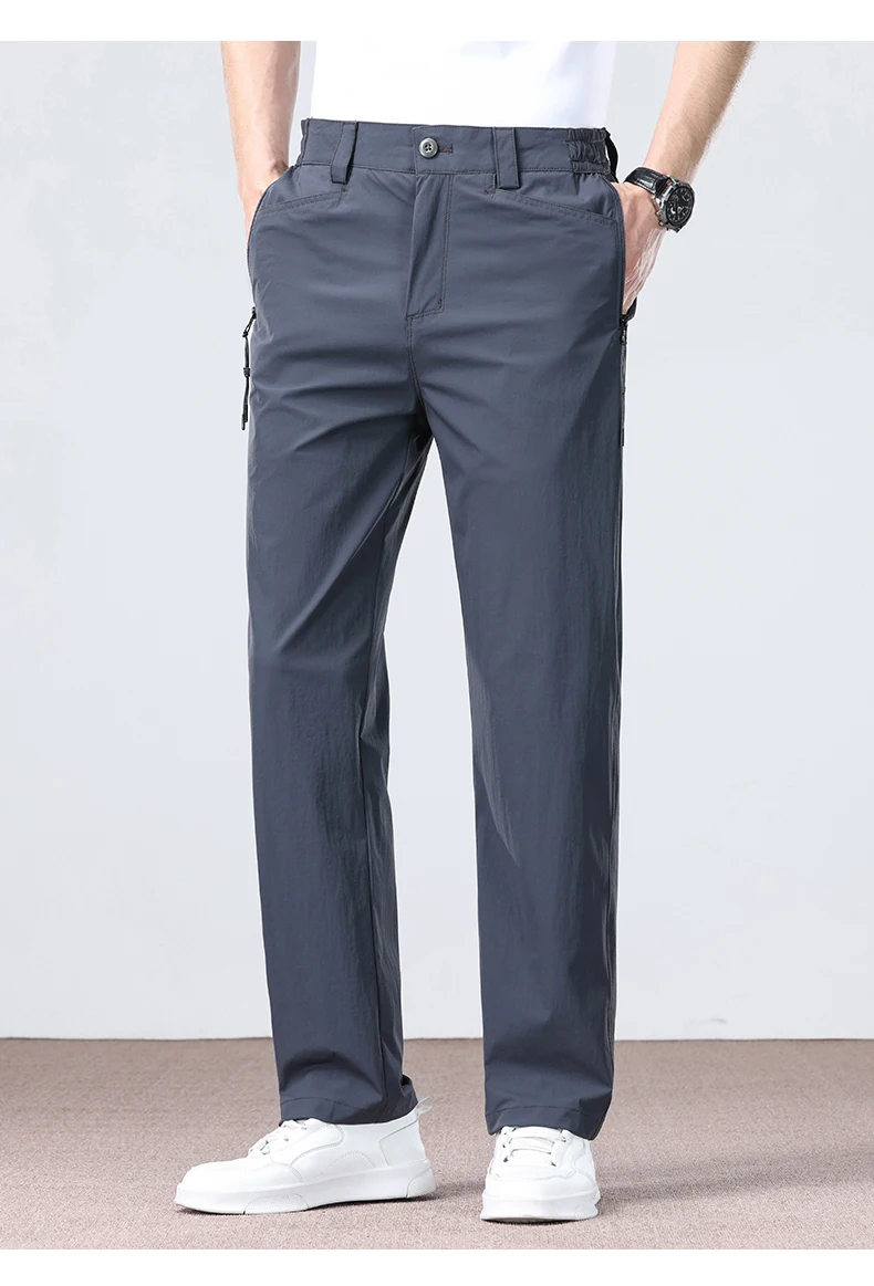 Thin Fashionable Straight Men's Casual Pants Loose Casual Business Stretch Pants Comfortable Breathable Male Brand Pants