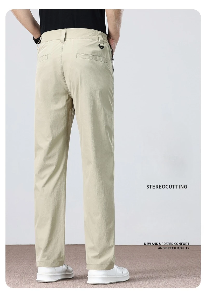Thin Fashionable Straight Men's Casual Pants Loose Casual Business Stretch Pants Comfortable Breathable Male Brand Pants