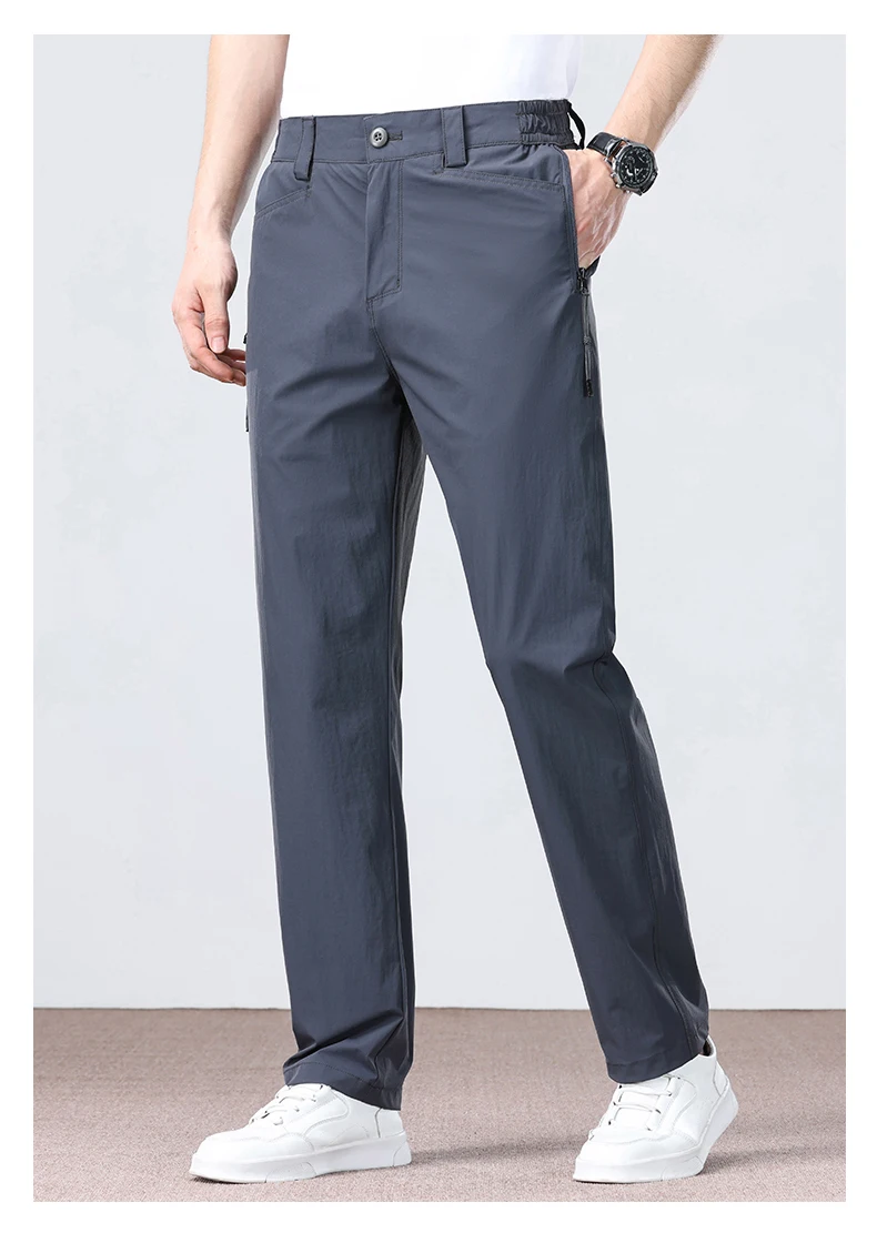 Thin Fashionable Straight Men's Casual Pants Loose Casual Business Stretch Pants Comfortable Breathable Male Brand Pants