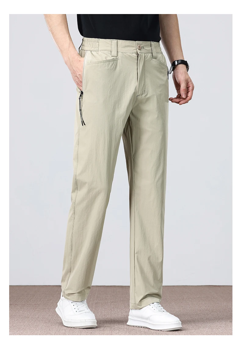 Thin Fashionable Straight Men's Casual Pants Loose Casual Business Stretch Pants Comfortable Breathable Male Brand Pants