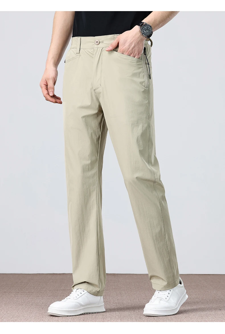 Thin Fashionable Straight Men's Casual Pants Loose Casual Business Stretch Pants Comfortable Breathable Male Brand Pants