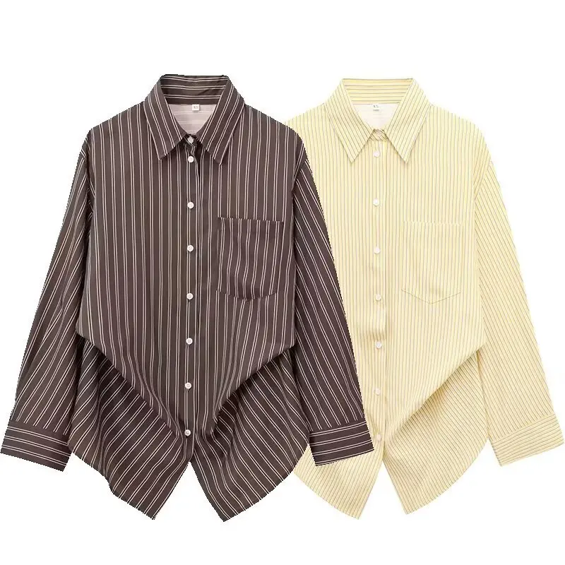 2026 Women's New Spring Striped Lapel Button Down Shirt, Casual and Versatile for Daily Outings, Effortless Style