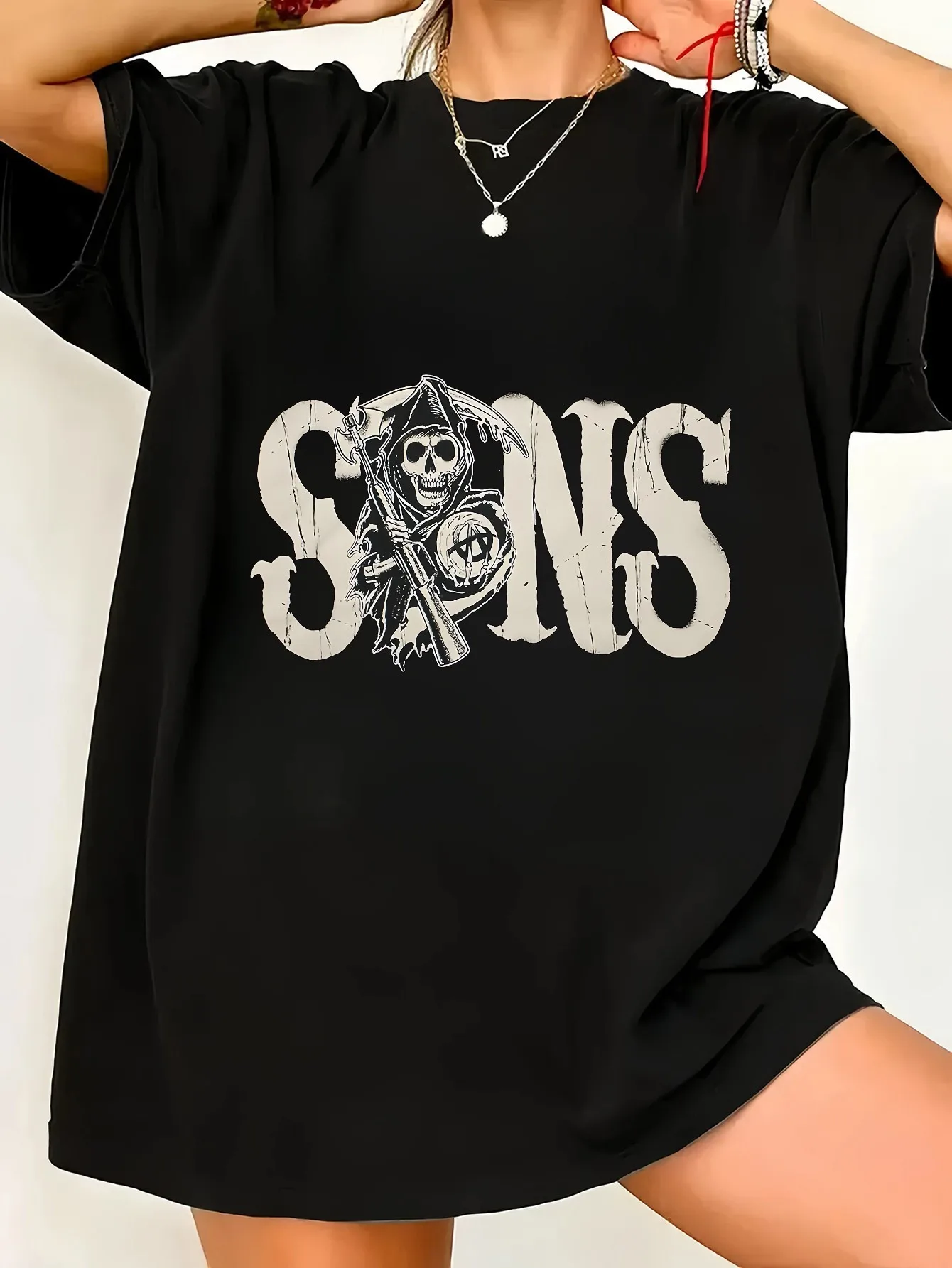 2026 New SONS OF ANARCHY Fashion Pattern Printed Casual Summer Men's and Women's and Breathable T-shirt Top Summer