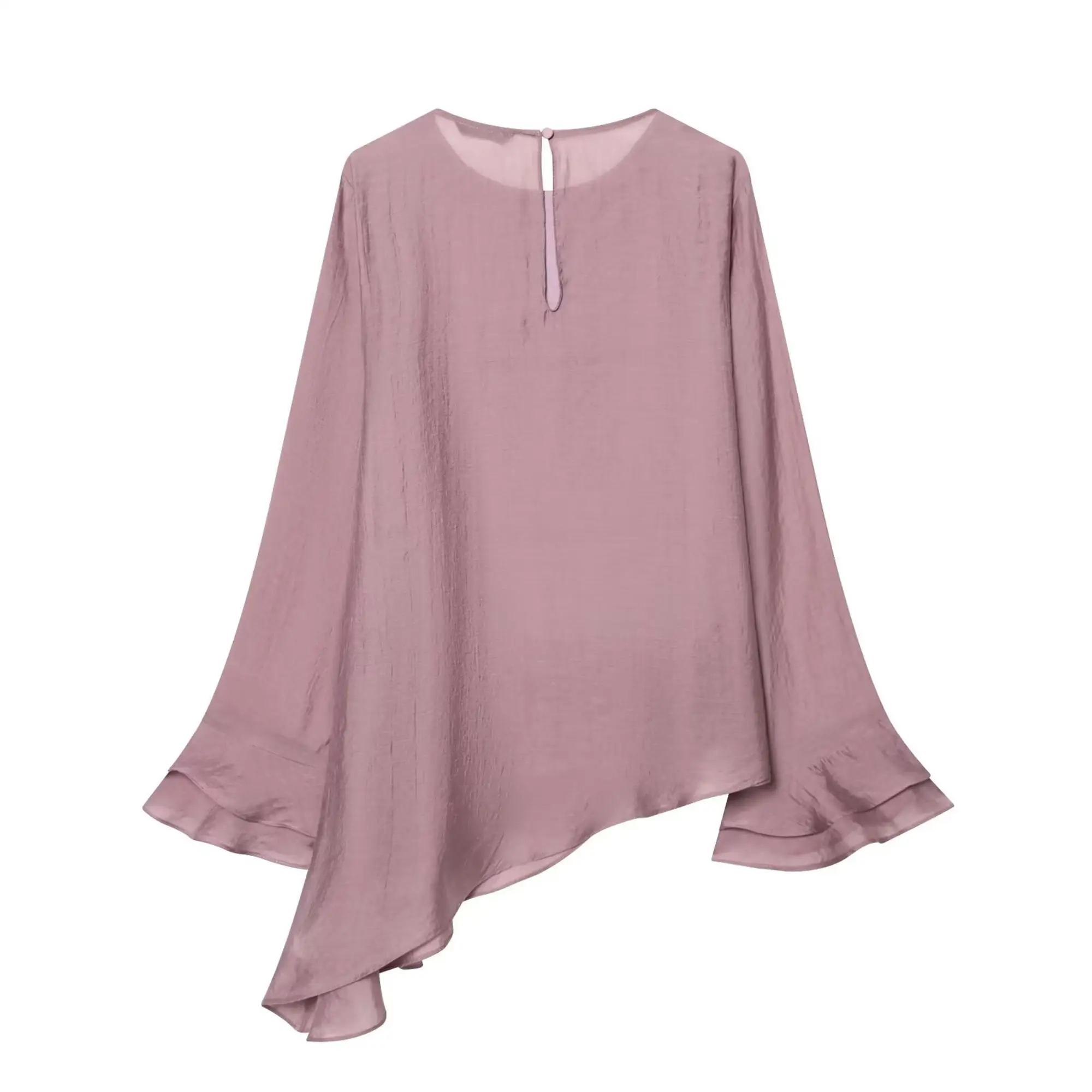 Women Casual Chic Blouse O-Neck Tierred Long Sleeve Loose Shirts Vintage Style Tops New Fashion Summer Elegant Lady Outfit