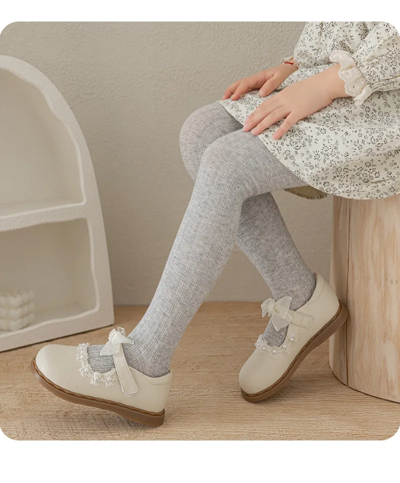 Toddler Girls Tights Soft Breathable Knit Cotton Ribbed Pantyhose for Kids Children Daily Wear Girls Stockings
