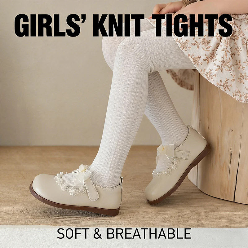 Toddler Girls Tights Soft Breathable Knit Cotton Ribbed Pantyhose for Kids Children Daily Wear Girls Stockings