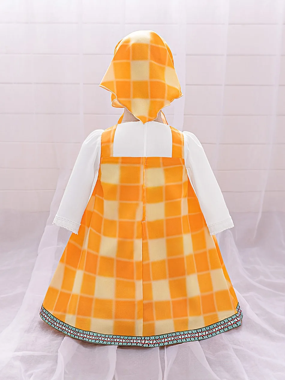 Toddler Cartoon Halloween Masha Cosplay Costume Outfit for Girls Pink Dresses Tshirt Head Scarf Cosplay Cartoon Skirt Set ASQ03