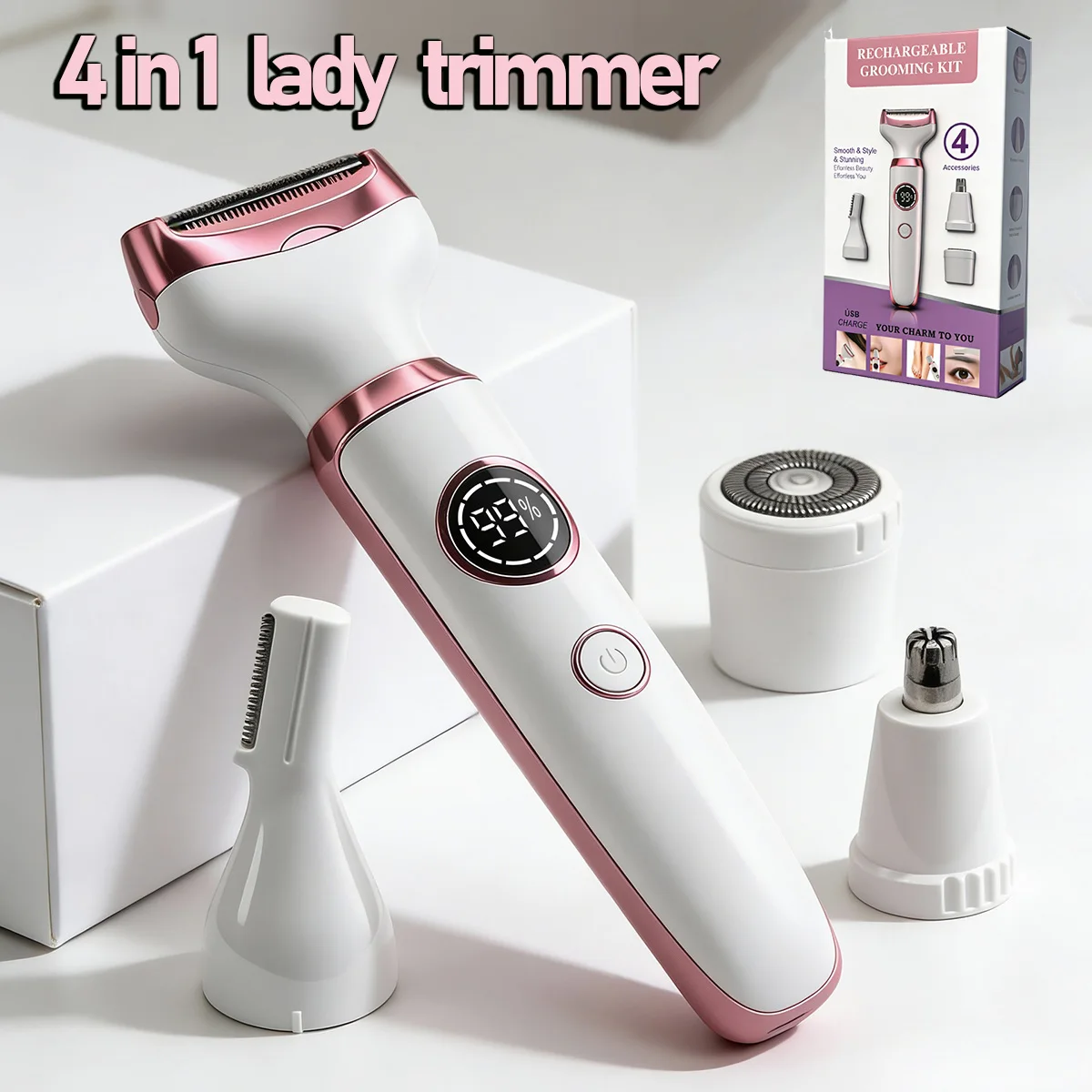 4 in 1 Lady Body Electric Trimmer Eyebrow Nose Women Facial Shaver Armpit Painless Female Trimming Tools For The Bikini Area