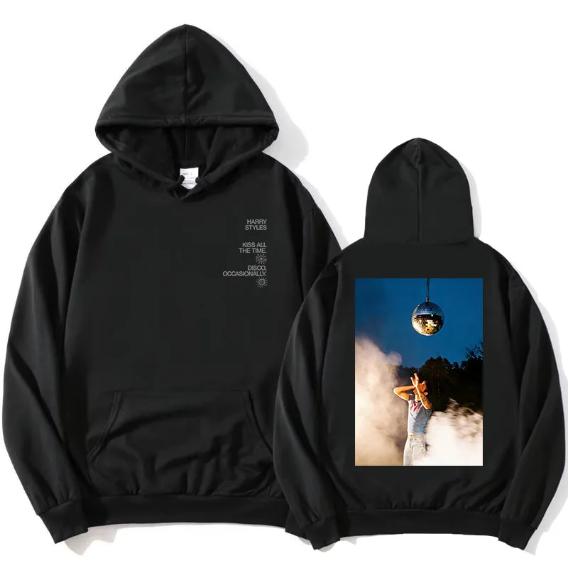 HarryStyles KISS ALL THE TIME. DISCO, OCCASIONALLY. Hoodies Album Design Graphic Print Sweatshirts Women Clothing Fleece Hoodie