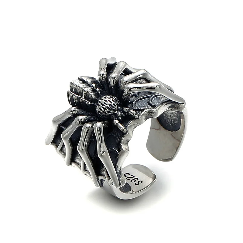 Buyee 925 Sterling Silver Male Big Ring Finger for Men Fashion Unique Animal Rock Punk Fine Jewelry Circle Gift