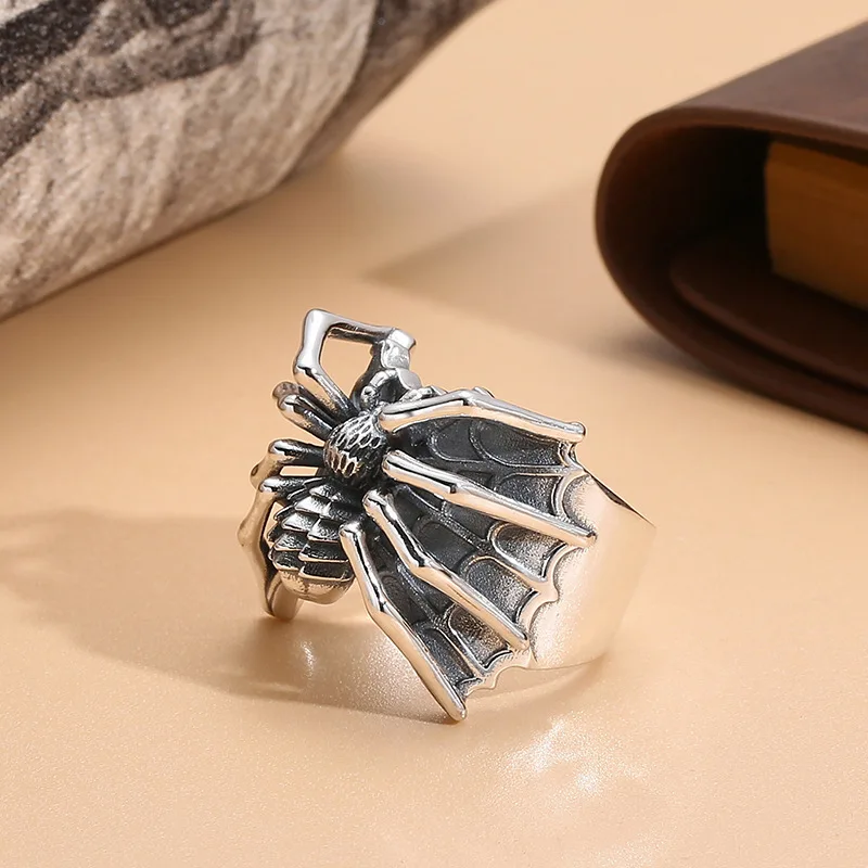 Buyee 925 Sterling Silver Male Big Ring Finger for Men Fashion Unique Animal Rock Punk Fine Jewelry Circle Gift