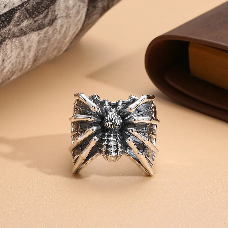 Buyee 925 Sterling Silver Male Big Ring Finger for Men Fashion Unique Animal Rock Punk Fine Jewelry Circle Gift