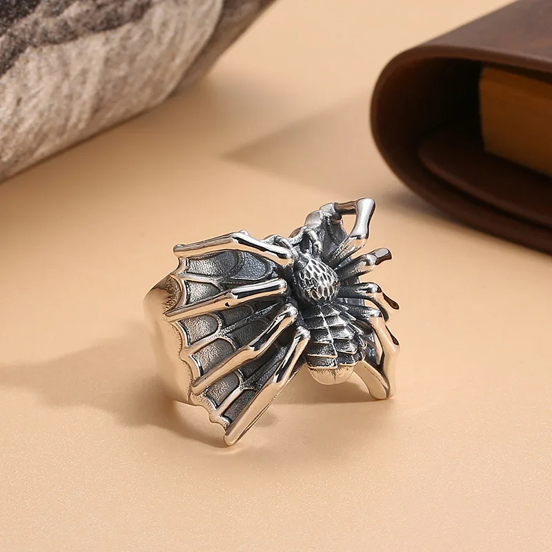 Buyee 925 Sterling Silver Male Big Ring Finger for Men Fashion Unique Animal Rock Punk Fine Jewelry Circle Gift