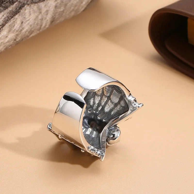 Buyee 925 Sterling Silver Male Big Ring Finger for Men Fashion Unique Animal Rock Punk Fine Jewelry Circle Gift