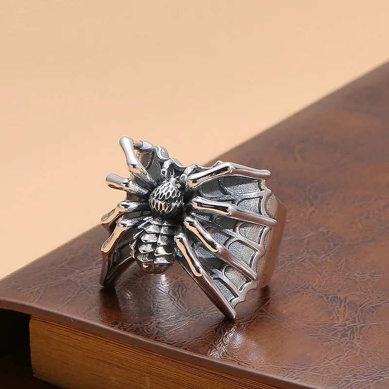 Buyee 925 Sterling Silver Male Big Ring Finger for Men Fashion Unique Animal Rock Punk Fine Jewelry Circle Gift