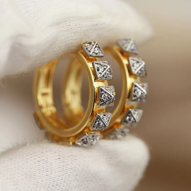 New Sight Design Crystal Beads Stud Earrings for Women Fashion Brand Jewelry Delicate Zirconia Bamboo Earrings
