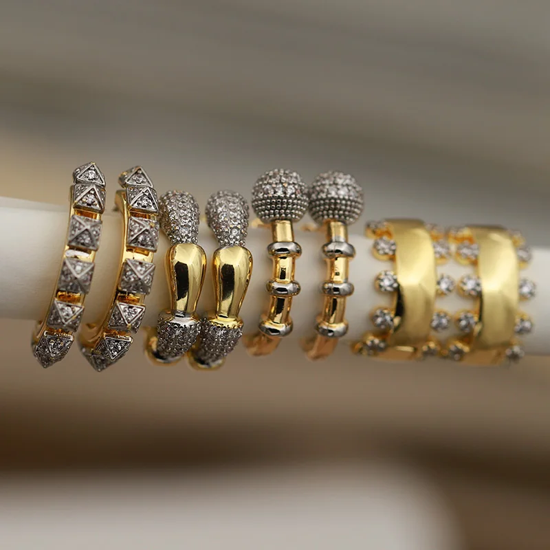 New Sight Design Crystal Beads Stud Earrings for Women Fashion Brand Jewelry Delicate Zirconia Bamboo Earrings
