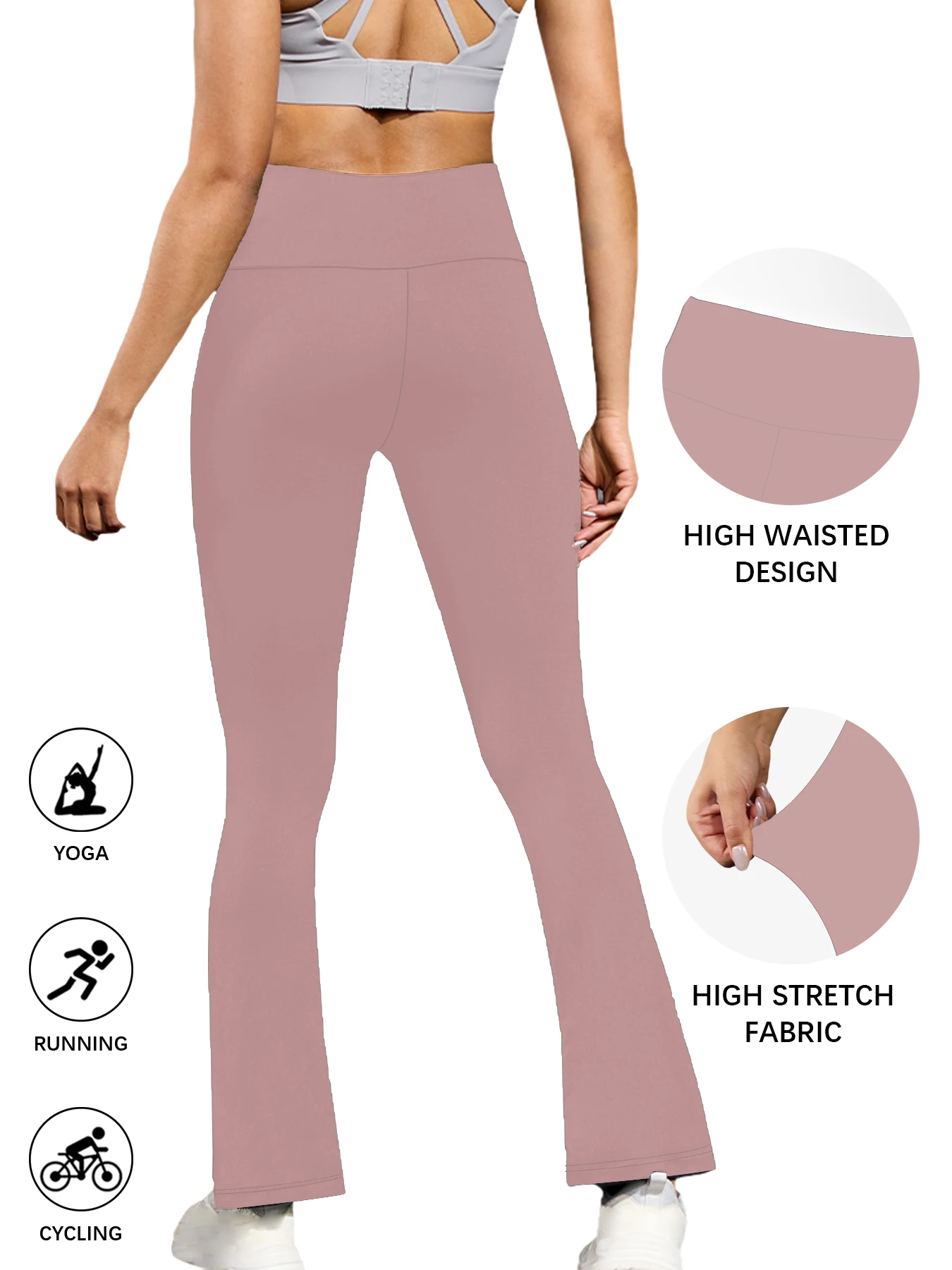 Plus Size Women's Super Soft High Waisted Flare Pants, Leggings Tummy Control Soft Bootleg Bell Bottoms Running