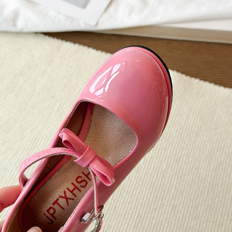 Sweet Mary Jane Shoes for Girls Pink Block Heel Shoes Girls Ages 3-18 High Heels with Shoe Box Red Fashion Kids Leather Shoes