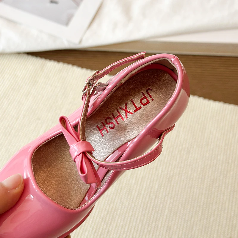 Sweet Mary Jane Shoes for Girls Pink Block Heel Shoes Girls Ages 3-18 High Heels with Shoe Box Red Fashion Kids Leather Shoes