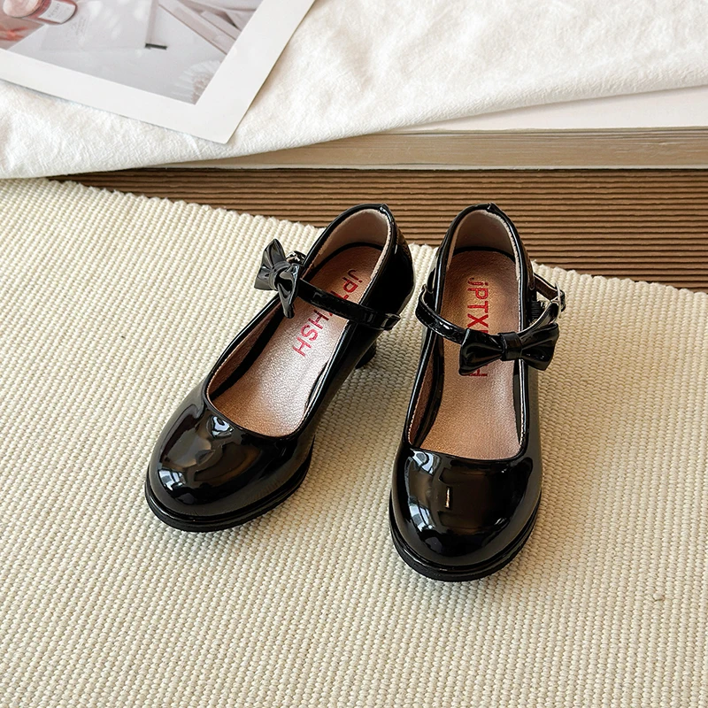 Sweet Mary Jane Shoes for Girls Pink Block Heel Shoes Girls Ages 3-18 High Heels with Shoe Box Red Fashion Kids Leather Shoes