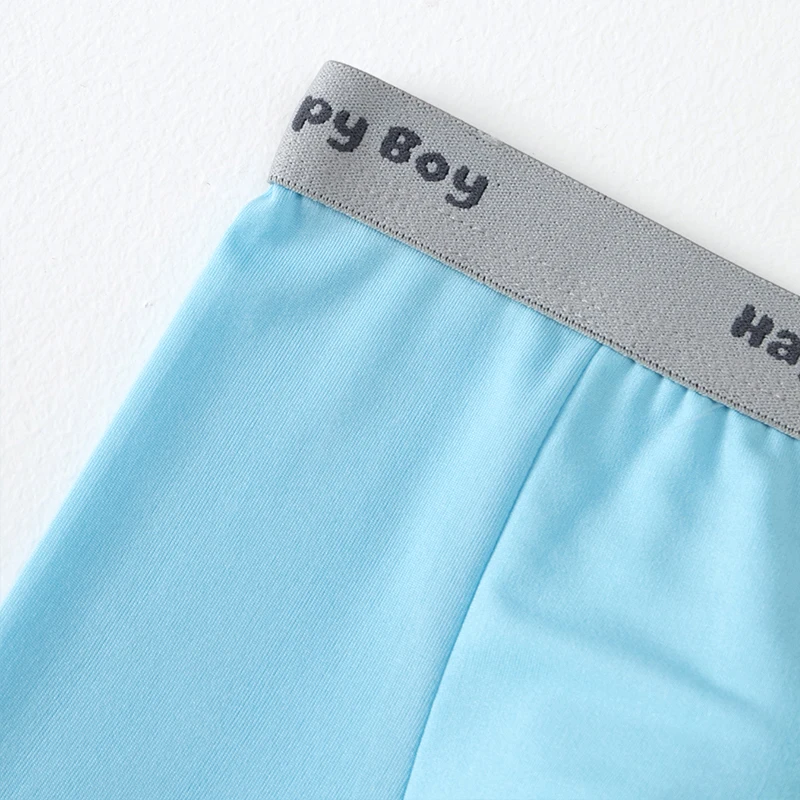 4-Piece Set of Boys' Four Season Solid Color Simple Underwear, Comfortable Elastic Waisted Children's Boxer Shorts, Home Shorts