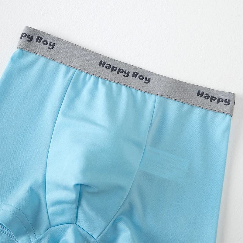 4-Piece Set of Boys' Four Season Solid Color Simple Underwear, Comfortable Elastic Waisted Children's Boxer Shorts, Home Shorts