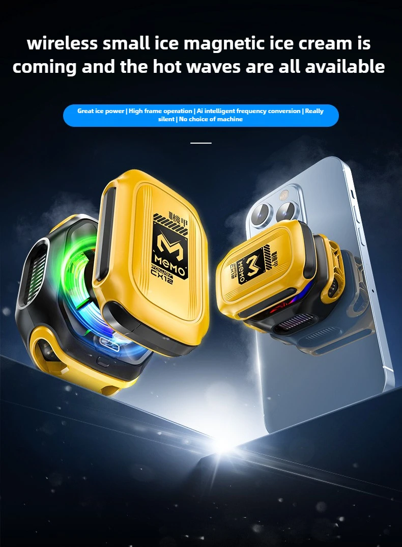 MEMO CX12 Mobile Phone PUBG Game Cooler Magnetic Semiconductor Ice Cooling Fan Radiator with Digital Display for IPhone Android