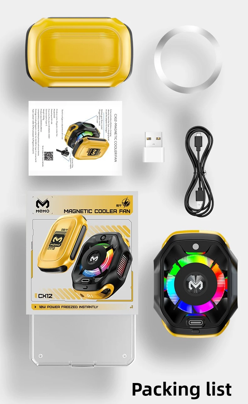 MEMO CX12 Mobile Phone PUBG Game Cooler Magnetic Semiconductor Ice Cooling Fan Radiator with Digital Display for IPhone Android