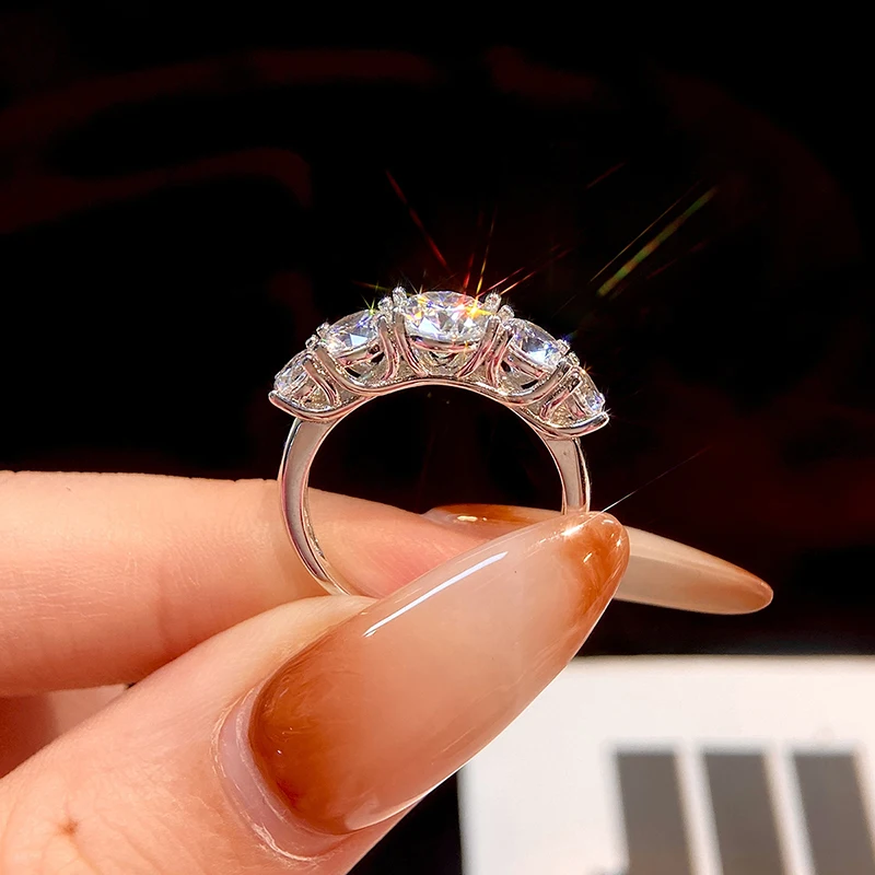 Elegant 1CT Real Moissanite Diamond Sparkling Wedding Ring for Women Wedding Original Engagement High Quality Fashion Jewelry